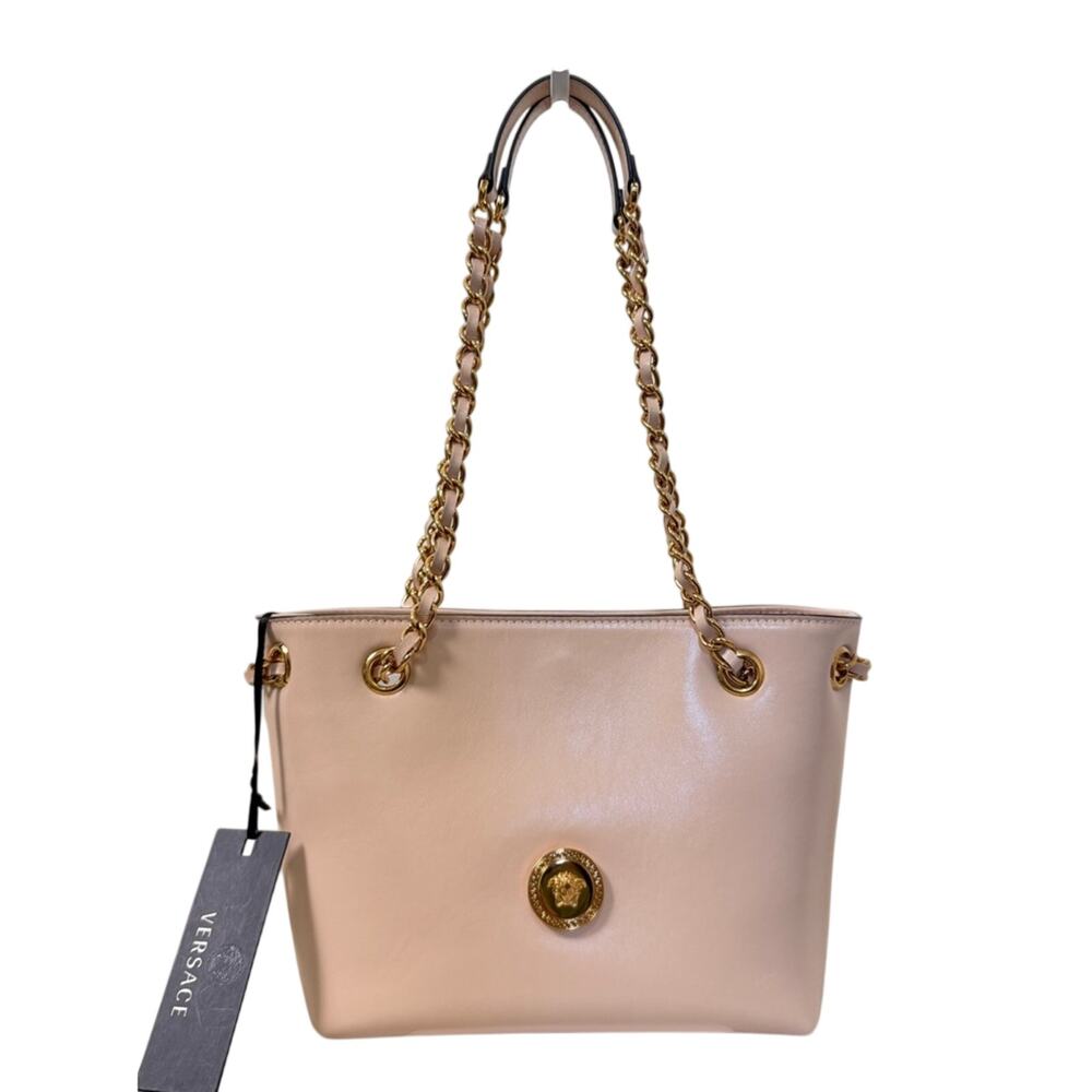 Versace Women's Pale Pink Leather Chain-small tote bag new